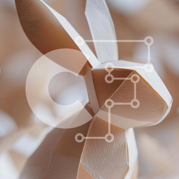 Intra Συλλεκτικό Ξύλινο Παζλ Plywood  4mm - Origami κουνέλι σε σωρό χαρτιά Σε Ξύλινο Κουτί - Διαστάσεις Puzzle: 10x10 cm – 25 κομμάτια