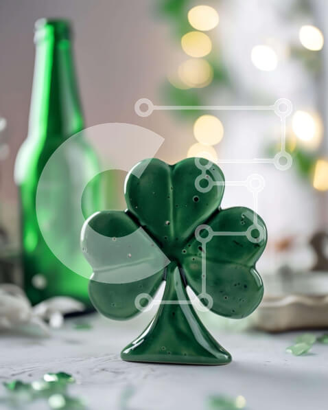 Intra Συλλεκτικό Ξύλινο Παζλ Plywood  4mm - Εορτασμός της Ημέρας του Αγίου Πατρικίου με ειδώλιο τριφυλλιού και μπουκάλι μπύρας Σε Ξύλινο Κουτί - Διαστάσεις: 10x10 cm – 25 κομμάτια