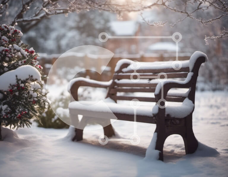 Intra Συλλεκτικό Ξύλινο Παζλ Plywood  4mm - Χιονισμένος ξύλινος πάγκος σε ένα χειμερινό τοπίο Σε Ξύλινο Κουτί - Διαστάσεις Puzzle: 10x10 cm – 25 κομμάτια