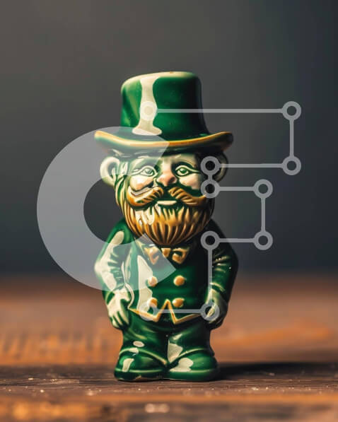 Intra Συλλεκτικό Ξύλινο Παζλ Plywood  4mm - Κεραμικό ειδώλιο του Αγίου Πατρικίου με γένια και καπέλο Σε Ξύλινο Κουτί - Διαστάσεις: 10x10 cm – 25 κομμάτια