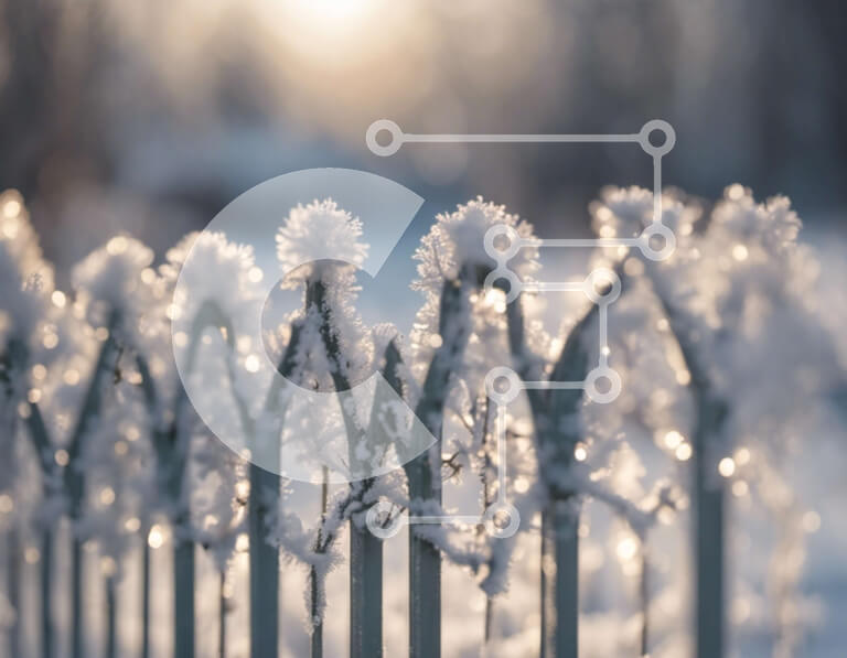 Intra Συλλεκτικό Ξύλινο Παζλ Plywood  4mm - Χιονισμένος φράκτης με παγάκια το χειμώνα Σε Ξύλινο Κουτί - Διαστάσεις Puzzle: 10x10 cm – 25 κομμάτια