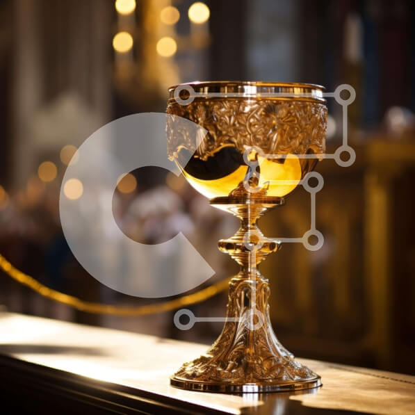 Intra Συλλεκτικό Ξύλινο Παζλ Plywood  4mm - Χρυσό κύπελλο σε διακοσμημένο ξύλινο τραπέζι για τελετουργική χρήση Σε Ξύλινο Κουτί - Διαστάσεις Puzzle: 10x10 cm – 25 κομμάτια