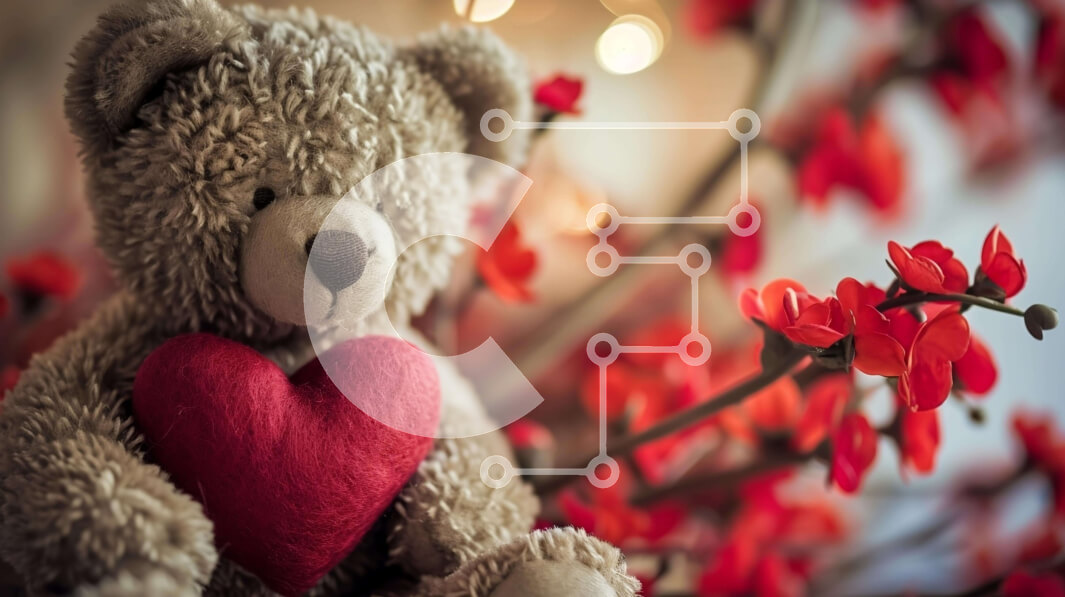 Intra Συλλεκτικό Ξύλινο Παζλ Plywood  4mm - Αρκουδάκι που κάθεται μπροστά από κόκκινα λουλούδια Σε Ξύλινο Κουτί - Διαστάσεις: 10x10 cm – 25 κομμάτια