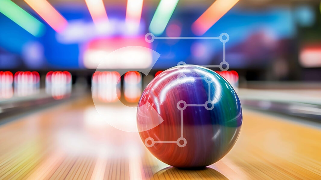 Intra Συλλεκτικό Ξύλινο Παζλ Plywood  4mm - Πολύχρωμη μπάλα μπόουλινγκ στις λωρίδες Σε Ξύλινο Κουτί - Διαστάσεις Puzzle: 10x10 cm – 25 κομμάτια