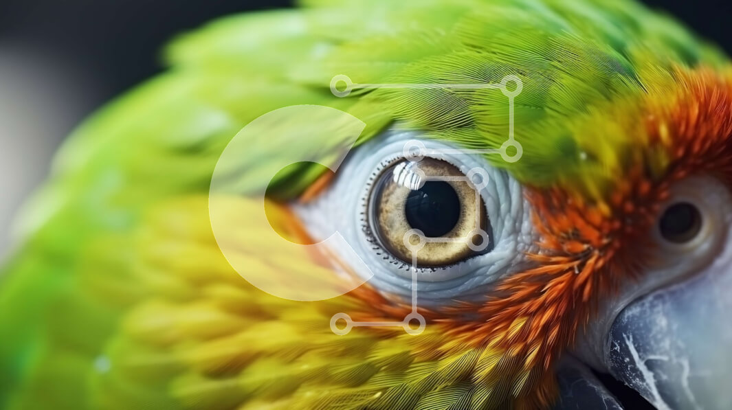 Σετ των 2 Intra Συλλεκτικό Ξύλινο Παζλ Plywood  4mm - Κοντινή εικόνα του πράσινου και πορτοκαλί παπαγάλου Σε Ξύλινο Κουτί - Διαστάσεις: 10x10 cm – 25 κομμάτια