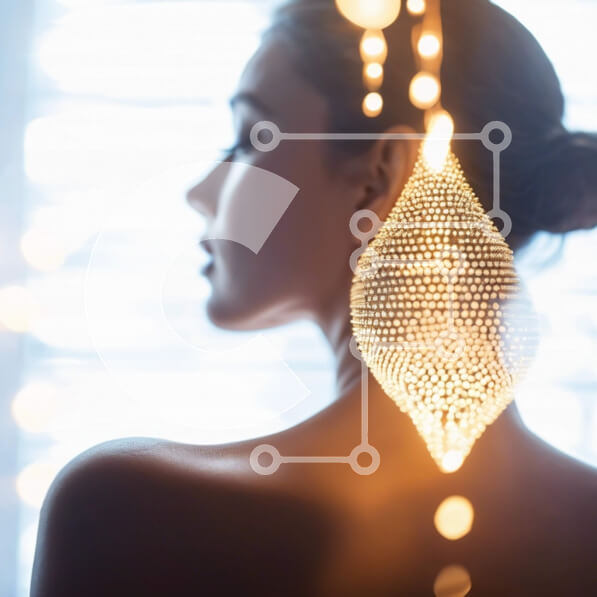 Σετ των 2 Intra Συλλεκτικό Ξύλινο Παζλ Plywood  4mm - Γυναίκα με στολίδι μαλλιών LED Σε Ξύλινο Κουτί - Διαστάσεις: 10x10 cm – 25 κομμάτια