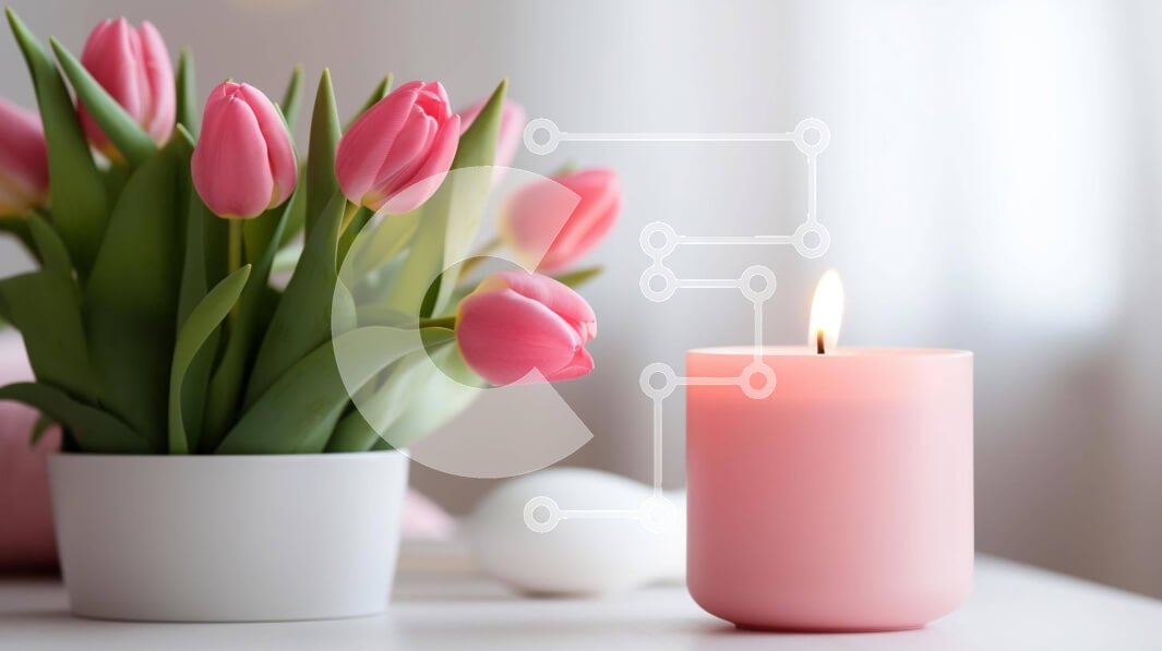 Intra Συλλεκτικό Ξύλινο Παζλ Plywood  4mm - Πασχαλινή λαμπάδα με τουλίπες και αυγό Σε Ξύλινο Κουτί - Διαστάσεις Puzzle: 10x10 cm – 25 κομμάτια