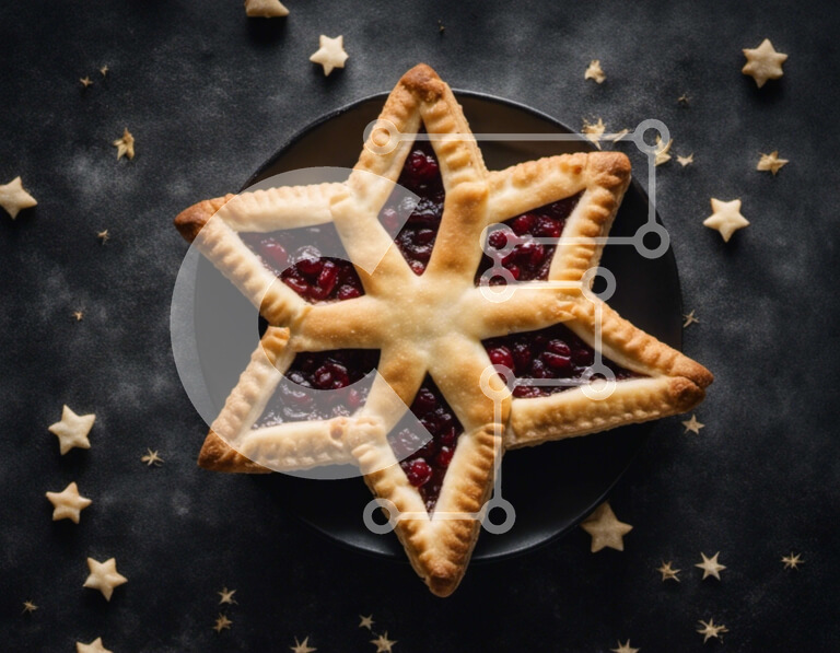 Σετ των 2 Intra Συλλεκτικό Ξύλινο Παζλ Plywood  4mm - Ζύμη Cranberry σε σχήμα αστεριού σε μαύρο πιάτο Σε Ξύλινο Κουτί - Διαστάσεις: 10x10 cm – 25 κομμάτια