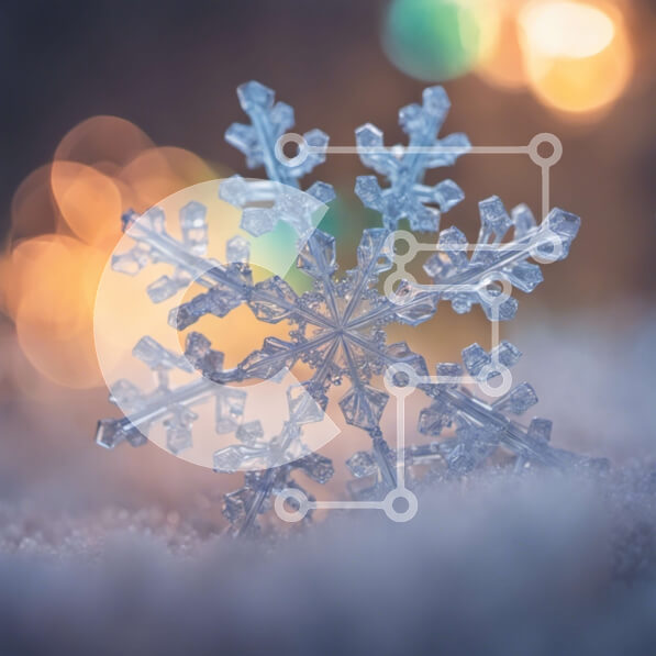 Intra Συλλεκτικό Ξύλινο Παζλ Plywood  4mm - Νιφάδα χιονιού στο χιόνι με φώτα Bokeh Σε Ξύλινο Κουτί - Διαστάσεις: 10x10 cm – 25 κομμάτια