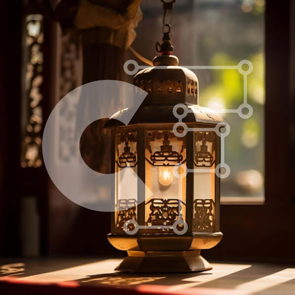 Intra Συλλεκτικό Ξύλινο Παζλ Plywood  4mm - Χρυσό φανάρι στο περβάζι παραθύρου Σε Ξύλινο Κουτί - Διαστάσεις Puzzle: 10x10 cm – 25 κομμάτια