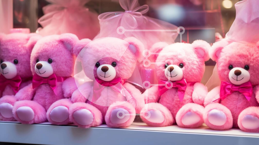 Intra Συλλεκτικό Ξύλινο Παζλ Plywood  4mm - Ομάδα ροζ αρκουδάκια με ροζ φιόγκους Σε Ξύλινο Κουτί - Διαστάσεις: 10x10 cm – 25 κομμάτια