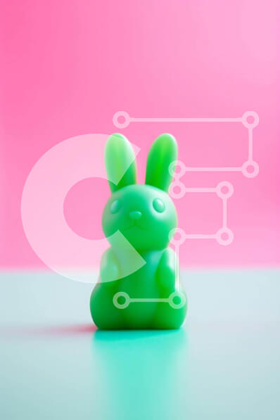 Intra Συλλεκτικό Ξύλινο Παζλ Plywood  4mm - Πράσινο ειδώλιο λαγουδάκι σε πολύχρωμο φόντο Σε Ξύλινο Κουτί - Διαστάσεις: 10x10 cm – 25 κομμάτια