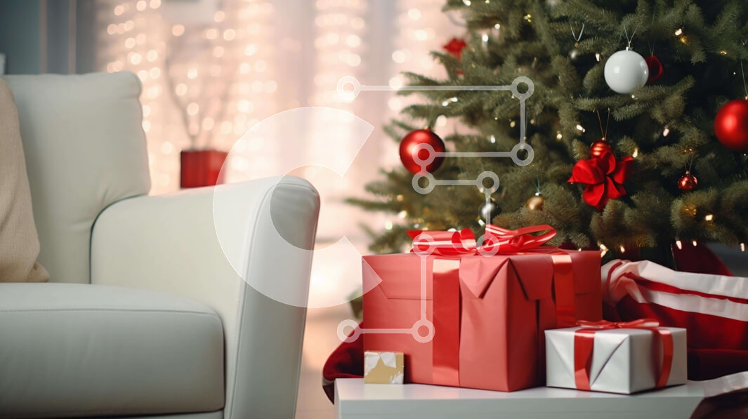 Intra Συλλεκτικό Ξύλινο Παζλ Plywood  4mm - Εορταστικό Σαλόνι Διακοσμημένο για τις Γιορτές Σε Ξύλινο Κουτί - Διαστάσεις Puzzle: 10x10 cm – 25 κομμάτια