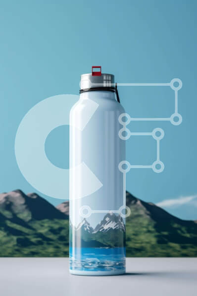 Intra Συλλεκτικό Ξύλινο Παζλ Plywood  4mm - Λευκό μπουκάλι νερού με φόντο το βουνό Σε Ξύλινο Κουτί - Διαστάσεις: 10x10 cm – 25 κομμάτια