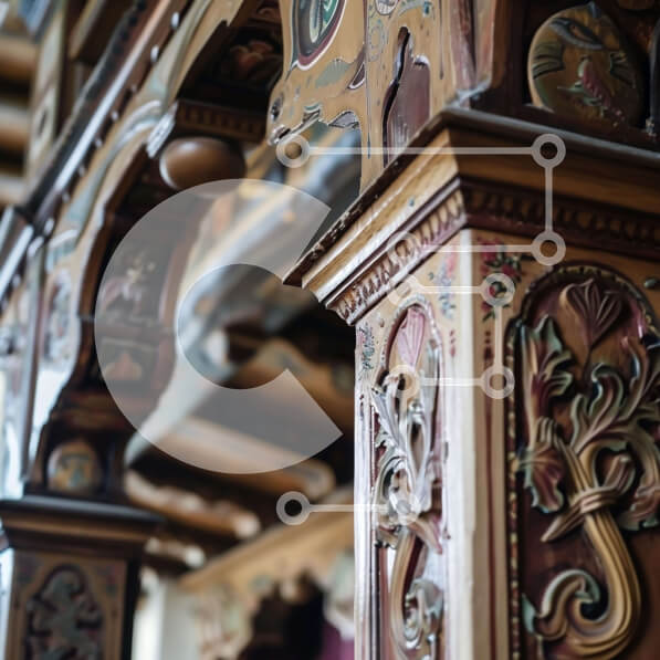 Intra Συλλεκτικό Ξύλινο Παζλ Plywood  4mm - Περίτεχνα διακοσμημένος ξύλινος πυλώνας σε ιστορικό κτίριο Σε Ξύλινο Κουτί - Διαστάσεις Puzzle: 10x10 cm – 25 κομμάτια