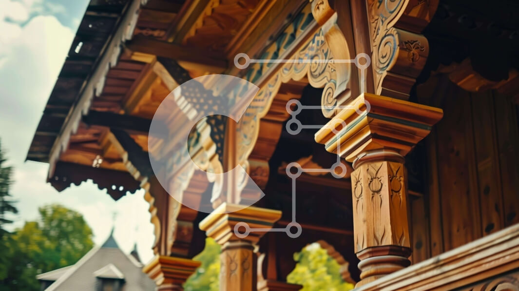 Intra Συλλεκτικό Ξύλινο Παζλ Plywood  4mm - Περίτεχνο ξύλινο κτήριο με ρολόι και δέντρα Σε Ξύλινο Κουτί - Διαστάσεις Puzzle: 10x10 cm – 25 κομμάτια