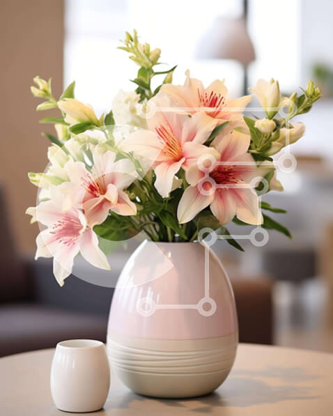 Intra Συλλεκτικό Ξύλινο Παζλ Plywood  4mm - Λευκό βάζο με ροζ και λευκά λουλούδια Σε Ξύλινο Κουτί - Διαστάσεις Puzzle: 10x10 cm – 25 κομμάτια