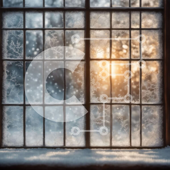 Intra Συλλεκτικό Ξύλινο Παζλ Plywood  4mm - Χιονισμένο παράθυρο με το φως του ήλιου να περνάει μέσα Σε Ξύλινο Κουτί - Διαστάσεις Puzzle: 10x10 cm – 25 κομμάτια