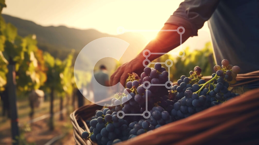 Intra Συλλεκτικό Ξύλινο Παζλ Plywood  4mm - Άνθρωπος που συγκομίζει σταφύλια στο ηλιοβασίλεμα στον αμπελώνα Σε Ξύλινο Κουτί - Διαστάσεις: 10x10 cm – 25 κομμάτια