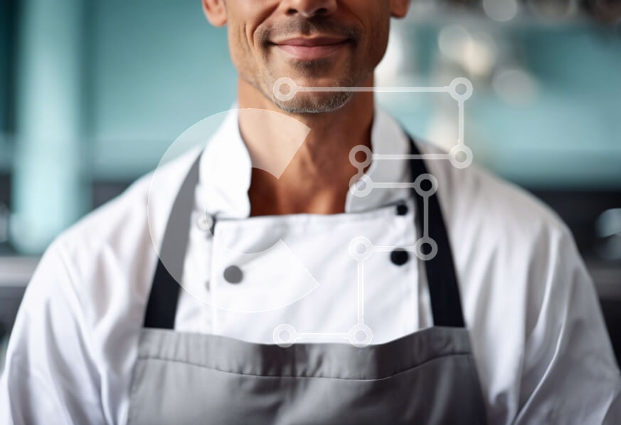 Intra Συλλεκτικό Ξύλινο Παζλ Plywood  4mm - Χαμογελαστός σεφ στην κουζίνα με κατσαρόλες και τηγάνια Σε Ξύλινο Κουτί - Διαστάσεις Puzzle: 10x10 cm – 25 κομμάτια