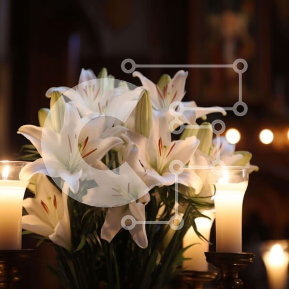 Intra Συλλεκτικό Ξύλινο Παζλ Plywood  4mm - Διακόσμηση με λευκά κρίνα και κεριά Σε Ξύλινο Κουτί - Διαστάσεις Puzzle: 10x10 cm – 25 κομμάτια