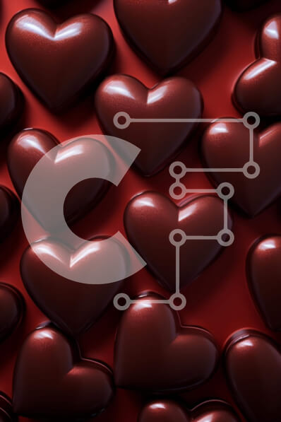 Σετ των 2 Intra Συλλεκτικό Ξύλινο Παζλ Plywood  4mm - Καφέ σοκολάτες σε σχήμα καρδιάς σε κόκκινο φόντο Σε Ξύλινο Κουτί - Διαστάσεις: 10x10 cm – 25 κομμάτια