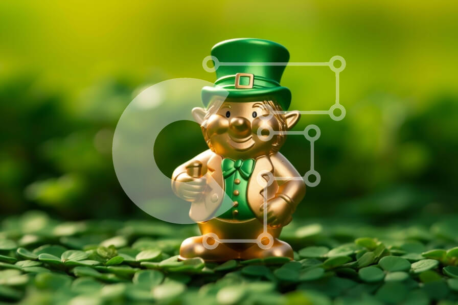 Intra Συλλεκτικό Ξύλινο Παζλ Plywood  4mm - Ειδώλιο καλλικάτζαρου του Αγίου Πατρικίου σε πράσινα φύλλα Σε Ξύλινο Κουτί - Διαστάσεις: 10x10 cm – 25 κομμάτια