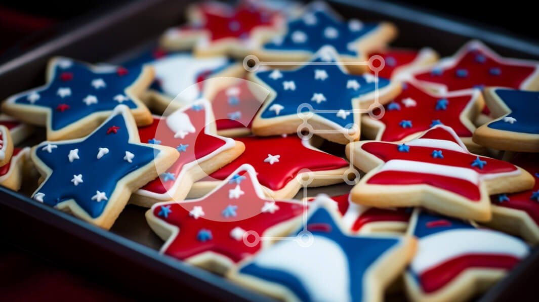 Intra Συλλεκτικό Ξύλινο Παζλ Plywood  4mm - Μπισκότα για την Ημέρα της Ανεξαρτησίας με Κόκκινα, Λευκά και Μπλε αστέρια Σε Ξύλινο Κουτί - Διαστάσεις: 10x10 cm – 25 κομμάτια