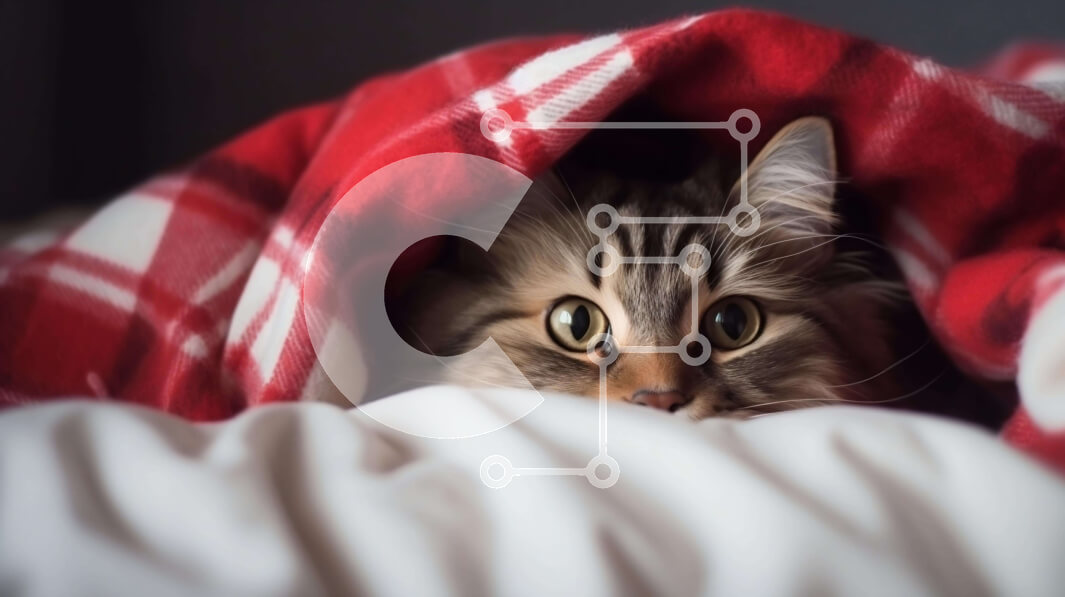 Σετ των 2 Intra Συλλεκτικό Ξύλινο Παζλ Plywood  4mm - Περίεργη γάτα που κρυφοκοιτάζει κάτω από την κουβέρτα Σε Ξύλινο Κουτί - Διαστάσεις: 10x10 cm – 25 κομμάτια