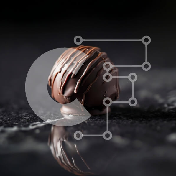 Σετ των 2 Intra Συλλεκτικό Ξύλινο Παζλ Plywood  4mm - Μπαλάκι σοκολάτας με σάλτσα σε μαύρη επιφάνεια Σε Ξύλινο Κουτί - Διαστάσεις: 10x10 cm – 25 κομμάτια