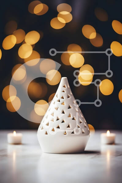 Intra Συλλεκτικό Ξύλινο Παζλ Plywood  4mm - Λευκό Κεραμικό Βάζο με Κηροπήγια και Φώτα Σε Ξύλινο Κουτί - Διαστάσεις Puzzle: 10x10 cm – 25 κομμάτια