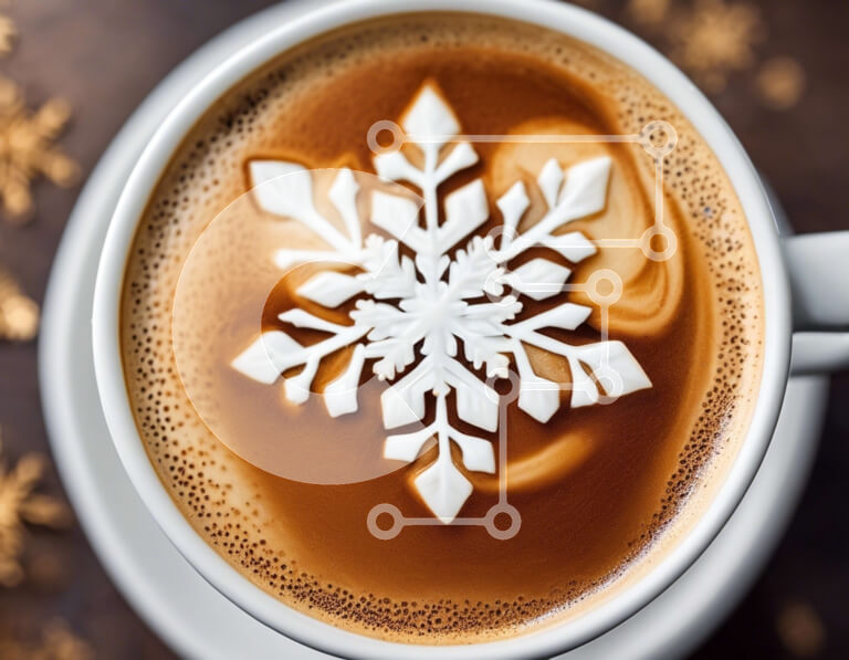 Intra Συλλεκτικό Ξύλινο Παζλ Plywood  4mm - Ρουστίκ φλιτζάνι καφέ με διακόσμηση με νιφάδα χιονιού Σε Ξύλινο Κουτί - Διαστάσεις Puzzle: 10x10 cm – 25 κομμάτια