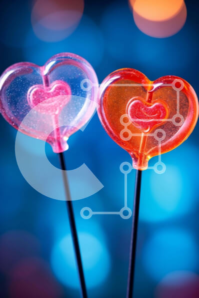 Σετ των 2 Intra Συλλεκτικό Ξύλινο Παζλ Plywood  4mm - Γλειφιτζούρια σε σχήμα καρδιάς σε πορτοκαλί και κόκκινο φόντο Σε Ξύλινο Κουτί - Διαστάσεις: 10x10 cm – 25 κομμάτια