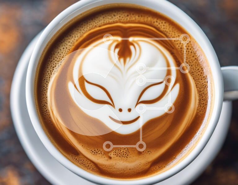 Σετ των 2 Intra Συλλεκτικό Ξύλινο Παζλ Plywood  4mm - Φλιτζάνι καφέ με τέχνη Alien Face Σε Ξύλινο Κουτί - Διαστάσεις: 10x10 cm – 25 κομμάτια