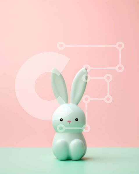 Intra Συλλεκτικό Ξύλινο Παζλ Plywood  4mm - Μικρό λευκό ειδώλιο λαγουδάκι σε πορτοκαλί και ροζ φόντο Σε Ξύλινο Κουτί - Διαστάσεις: 10x10 cm – 25 κομμάτια