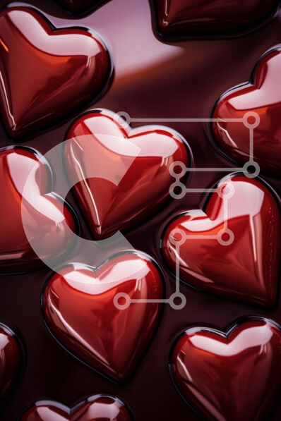 Intra Συλλεκτικό Ξύλινο Παζλ Plywood  4mm - Κόκκινες καρδιές σε σκούρο φόντο Σε Ξύλινο Κουτί - Διαστάσεις Puzzle: 10x10 cm – 25 κομμάτια