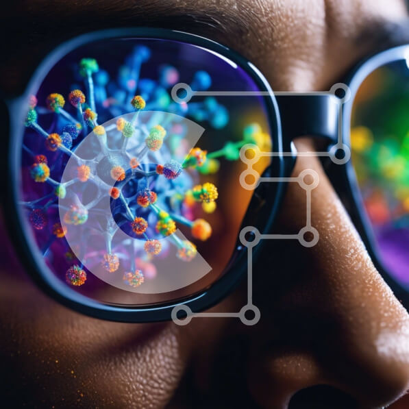 Σετ των 2 Intra Συλλεκτικό Ξύλινο Παζλ Plywood  4mm - Γκρο πλαν των πολύχρωμων μικροοργανισμών γυαλιά Σε Ξύλινο Κουτί - Διαστάσεις: 10x10 cm – 25 κομμάτια