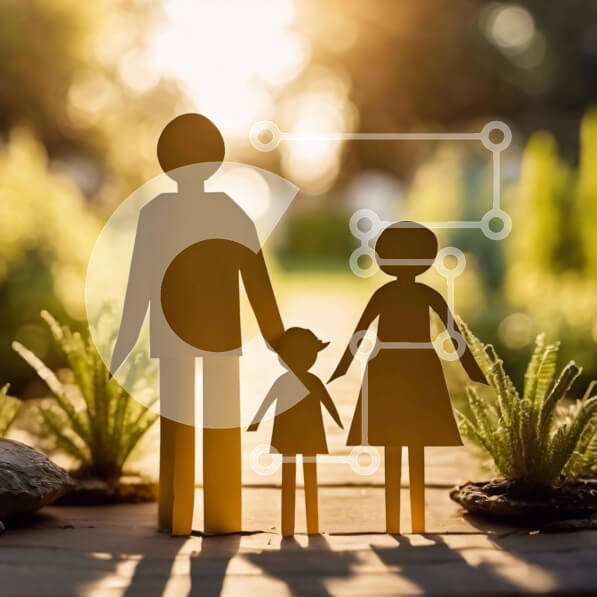 Intra Συλλεκτικό Ξύλινο Παζλ Plywood  4mm - Χαρτί αποκοπή σιλουέτα μιας οικογένειας που κρατά τα χέρια Σε Ξύλινο Κουτί - Διαστάσεις Puzzle: 10x10 cm – 25 κομμάτια