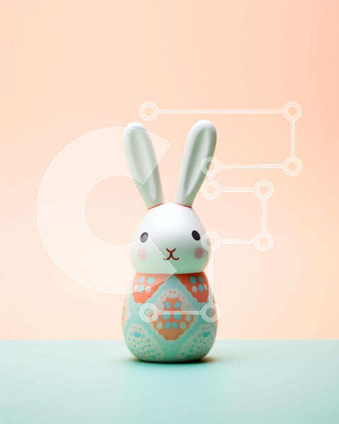 Intra Συλλεκτικό Ξύλινο Παζλ Plywood  4mm - Λευκό και πορτοκαλί ειδώλιο λαγουδάκι σε πορτοκαλί φόντο Σε Ξύλινο Κουτί - Διαστάσεις: 10x10 cm – 25 κομμάτια