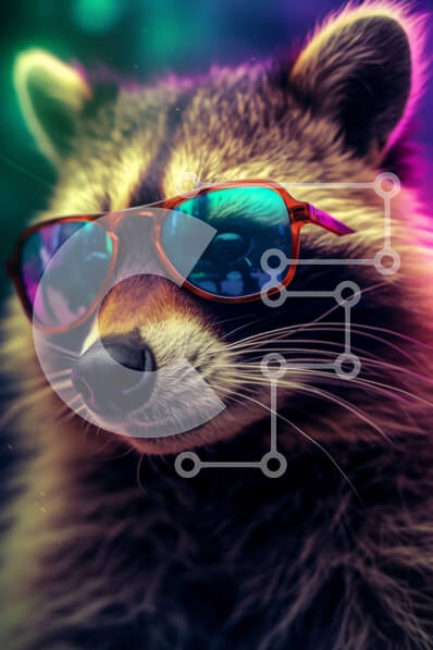 Σετ των 2 Intra Συλλεκτικό Ξύλινο Παζλ Plywood  4mm - Παιχνιδιάρικο ρακούν με πολύχρωμα γυαλιά ηλίου Σε Ξύλινο Κουτί - Διαστάσεις: 10x10 cm – 25 κομμάτια