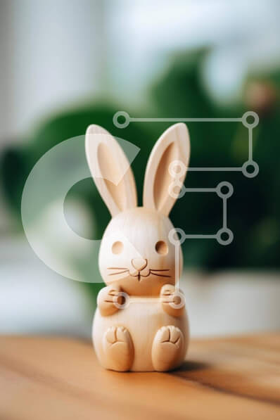 Intra Συλλεκτικό Ξύλινο Παζλ Plywood  4mm - Μικρό ξύλινο ειδώλιο λαγουδάκι στο τραπέζι με φυτά Σε Ξύλινο Κουτί - Διαστάσεις: 10x10 cm – 25 κομμάτια