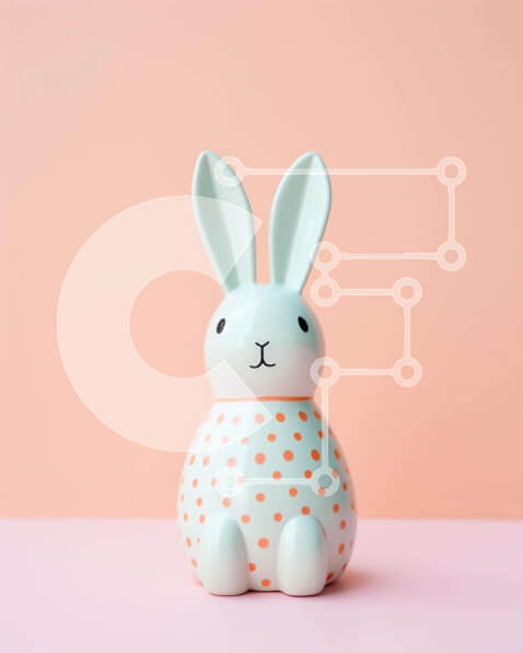 Intra Συλλεκτικό Ξύλινο Παζλ Plywood  4mm - Ειδώλιο λαγουδάκι του Πάσχα σε φόντο πορτοκαλί πουά Σε Ξύλινο Κουτί - Διαστάσεις: 10x10 cm – 25 κομμάτια