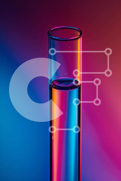 Intra Συλλεκτικό Ξύλινο Παζλ Plywood  4mm - Διαυγής γυάλινος σωλήνας γεμάτος με υγρό σε πολύχρωμο αφηρημένο φόντο Σε Ξύλινο Κουτί - Διαστάσεις: 10x10 cm – 25 κομμάτια