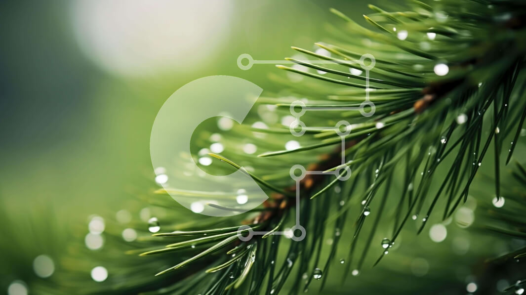 Intra Συλλεκτικό Ξύλινο Παζλ Plywood  4mm - Όμορφο κλαδί πεύκου με σταγονίδια νερού Σε Ξύλινο Κουτί - Διαστάσεις: 10x10 cm – 25 κομμάτια