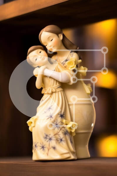 Intra Συλλεκτικό Ξύλινο Παζλ Plywood  4mm - Κεραμικό ή πορσελάνινο ειδώλιο γυναίκας που αγκαλιάζει το παιδί σε διακοσμητικό βάζο Σε Ξύλινο Κουτί - Διαστάσεις: 10x10 cm – 25 κομμάτια