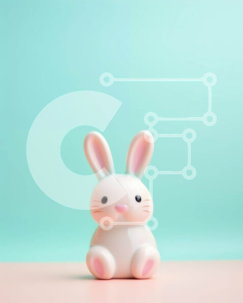 Intra Συλλεκτικό Ξύλινο Παζλ Plywood  4mm - Άσπρο ειδώλιο λαγουδάκι σε υδάτινο φόντο Σε Ξύλινο Κουτί - Διαστάσεις Puzzle: 10x10 cm – 25 κομμάτια