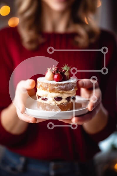 Σετ των 2 Intra Συλλεκτικό Ξύλινο Παζλ Plywood  4mm - Κομψό σπιτικό κέικ με φρέσκες φράουλες και κρέμα Σε Ξύλινο Κουτί - Διαστάσεις: 10x10 cm – 25 κομμάτια