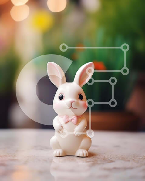 Intra Συλλεκτικό Ξύλινο Παζλ Plywood  4mm - Ειδώλιο Πασχαλινό λαγουδάκι με ροζ παπιγιόν Σε Ξύλινο Κουτί - Διαστάσεις Puzzle: 10x10 cm – 25 κομμάτια