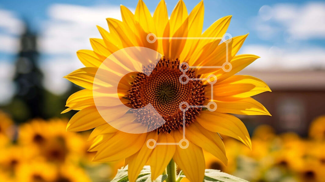 Intra Συλλεκτικό Ξύλινο Παζλ Plywood  4mm - Ηλίανθος σε ένα ανοιχτό χωράφι Σε Ξύλινο Κουτί - Διαστάσεις: 10x10 cm – 25 κομμάτια