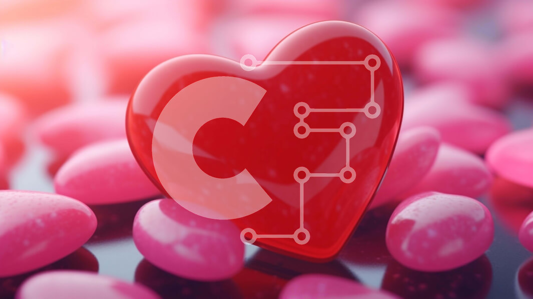 Intra Συλλεκτικό Ξύλινο Παζλ Plywood  4mm - Γυαλιστερή κόκκινη καρδιά με ροζ καραμέλες Σε Ξύλινο Κουτί - Διαστάσεις Puzzle: 10x10 cm – 25 κομμάτια